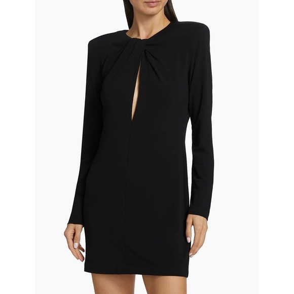 NWT ANINE BING Amaya Keyhole Mini Dress Size Medium Black Long Sleeve‎ Cocktail - Picture 1 of 14